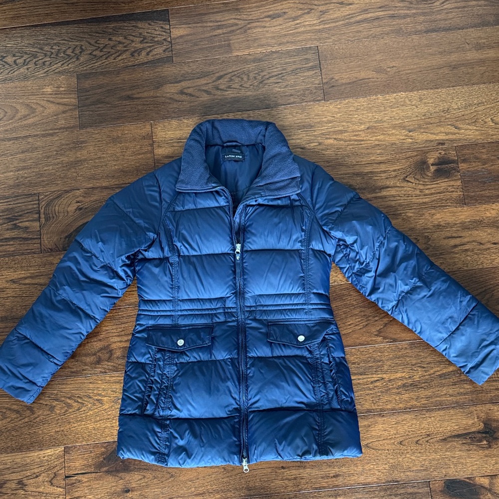 Lands End Navy Puffer Jacket